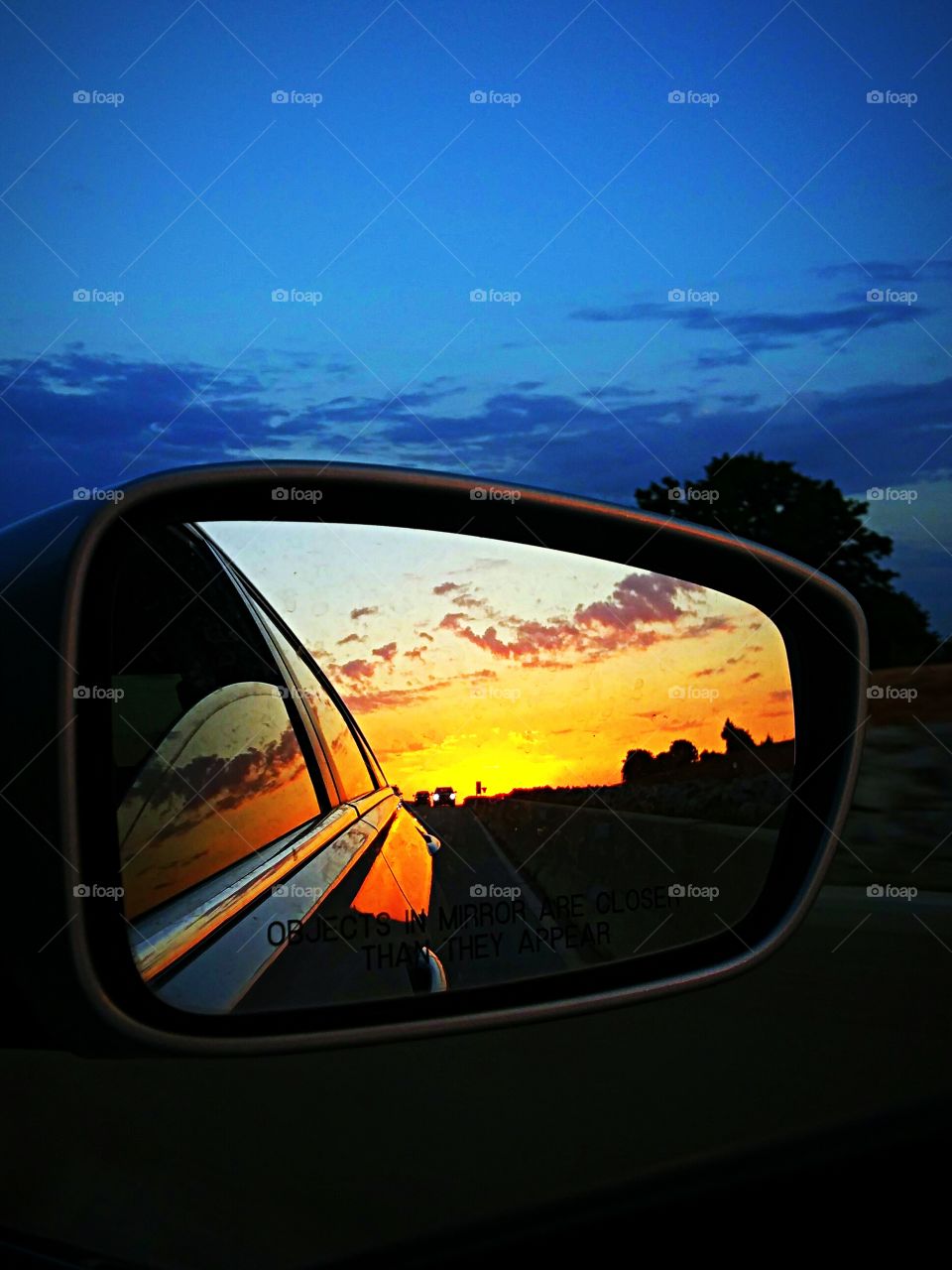 sunset through the mirror