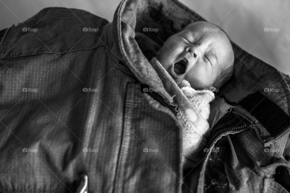 Bored Future Firefighter. Bored baby during photo shoot...