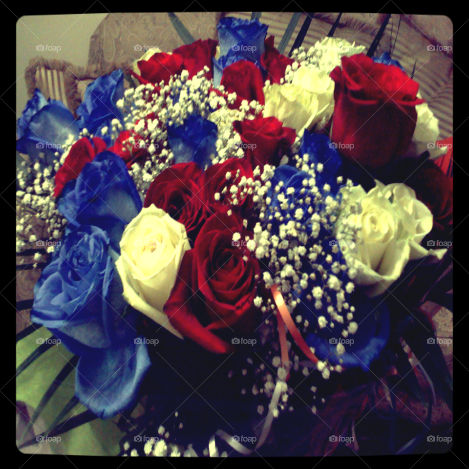 flowers blue red white by michaella