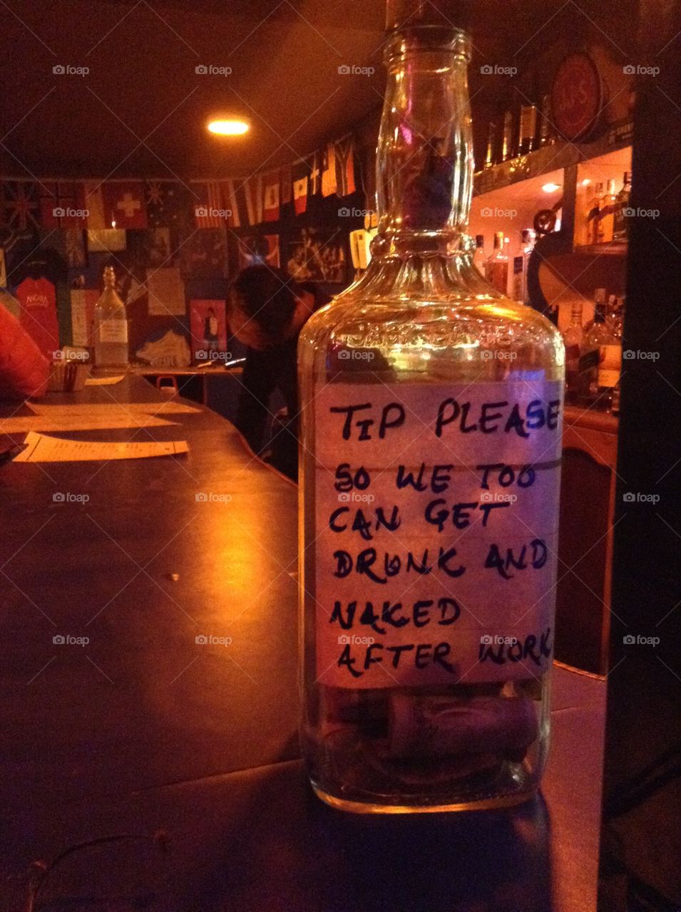 Tip jar at bar in Nepal