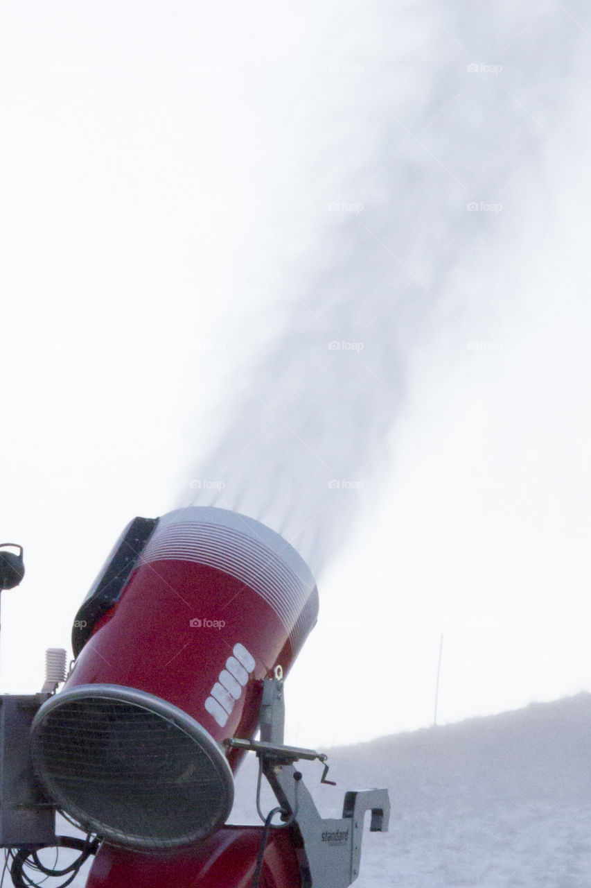 Red snowmaking machine 