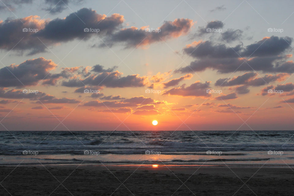 beach sky sunset clouds by Ofir.Afenzar