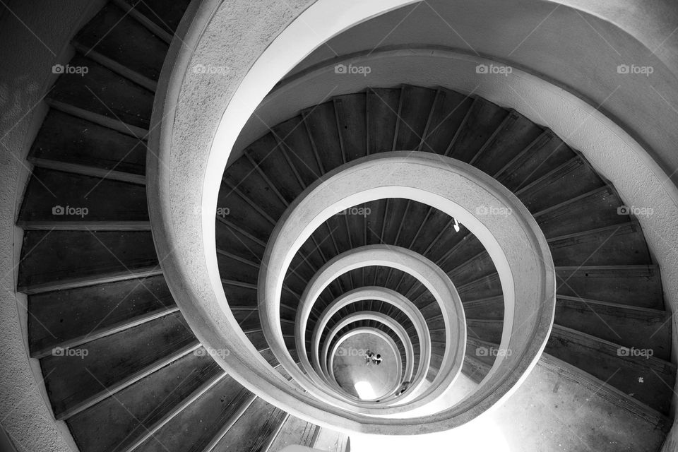 Spiral staircase black and white