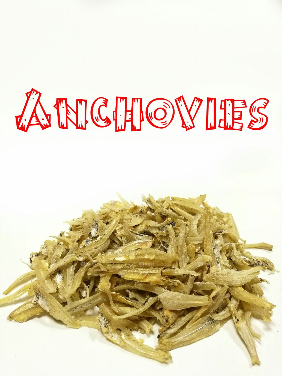 Anchovies on a white background