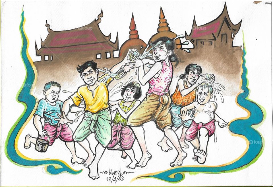 Songkran in Thailand in the temple and the kids are normal things to see in Thai New Year / Water Festival. 13 -15 April. สงกรานต์ทีไรก็มักจะเห็นเด็กมาเล่นน้ำที่วัดกันอย่างสนุกสนาน นี่คืออีก1 เสน่ห์ของปีใหม่ไทย