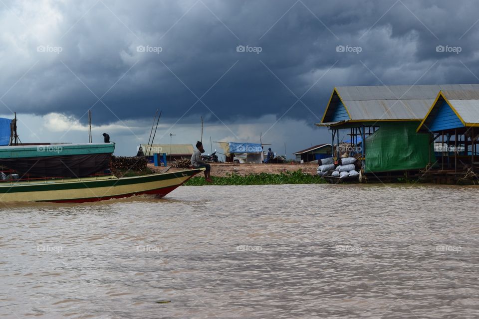 Floating village . Floating village in Siem Reap (Cambodia) 