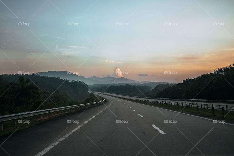 Morning mist over highway