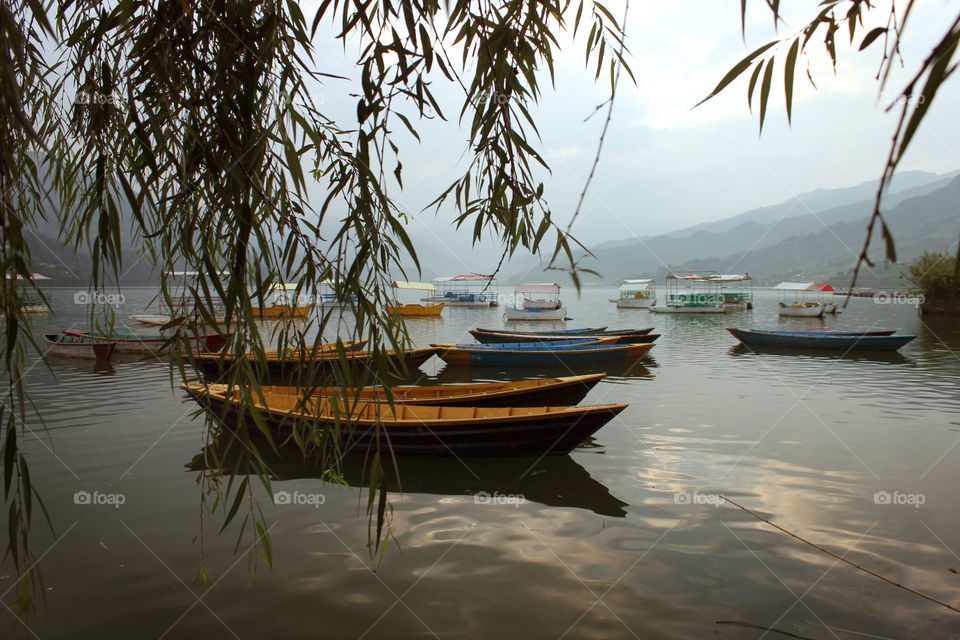 boats in frwa lake pokhara