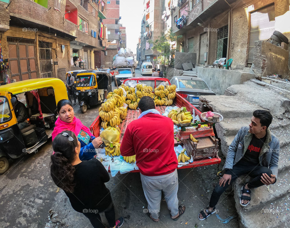 Banana shop at Garbage city in Kairo Egypt