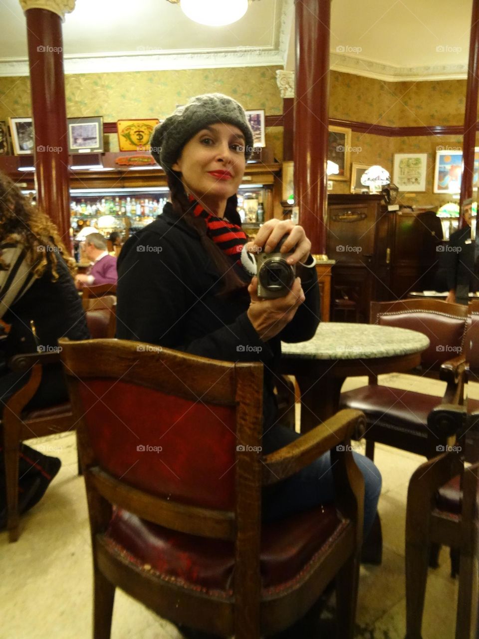 a selfie at a traditional Cafe in Buenos Aires