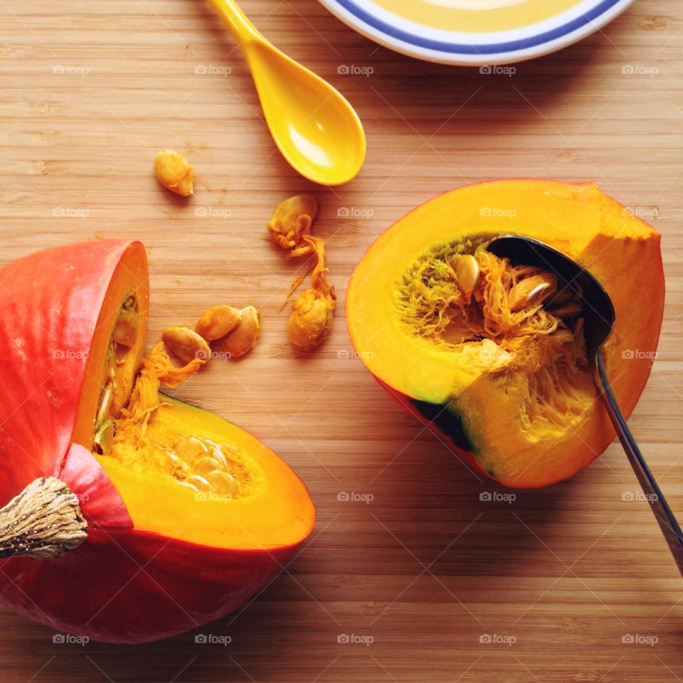 Close-up of a orange pumpkin