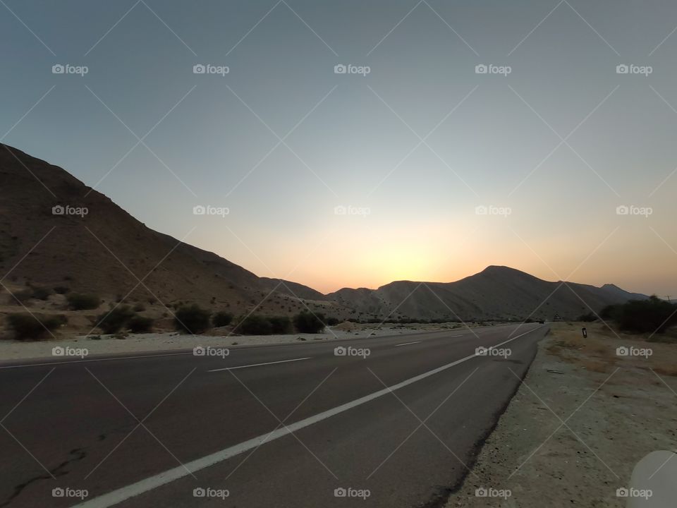 Desert, Landscape, Road, Sunset, Travel