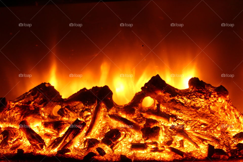 Glowing fireplace