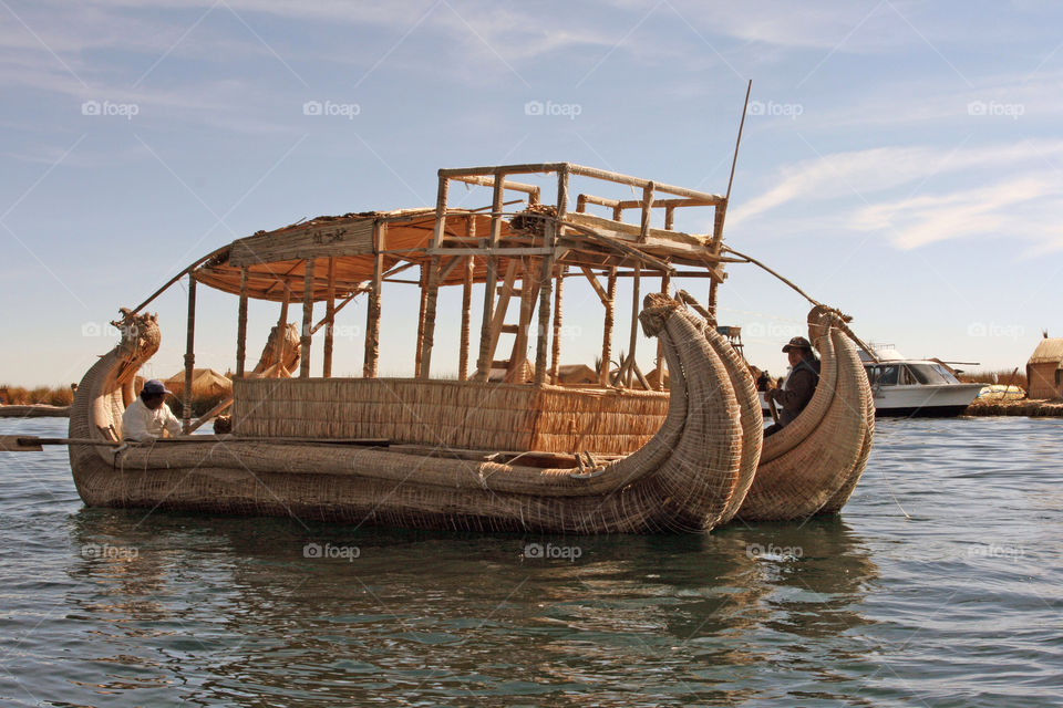 reeds boat peru floating by jpt4u