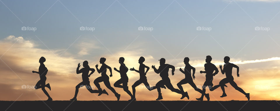 This photo is taken during the compitition  of running during sunset.