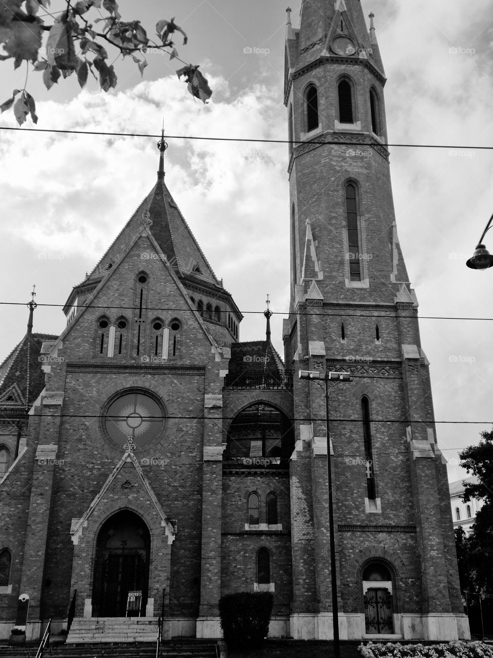 church architecture in black and white