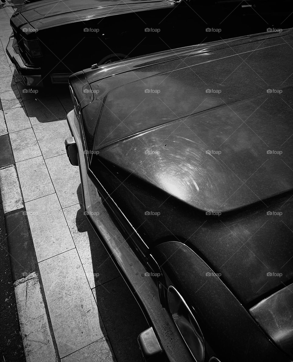 Old vintage cars in b&w