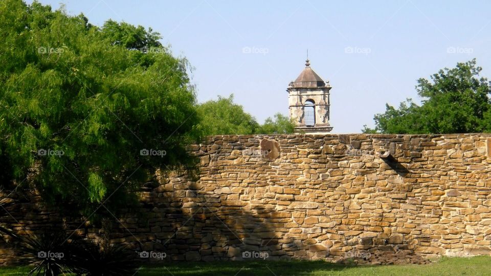 World Heritage Spanish Mission view from outside the mission walls
