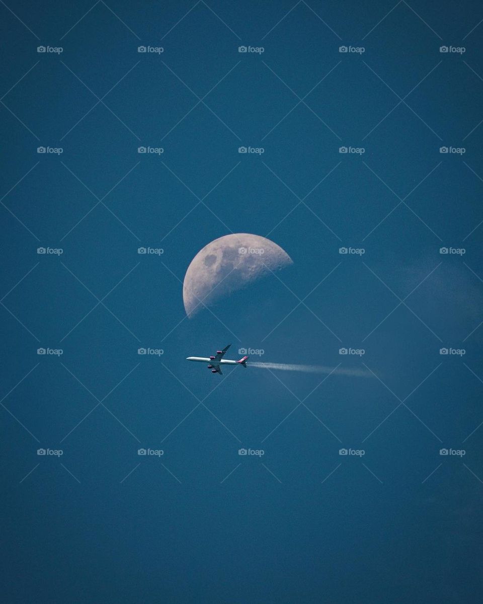 moon and plane