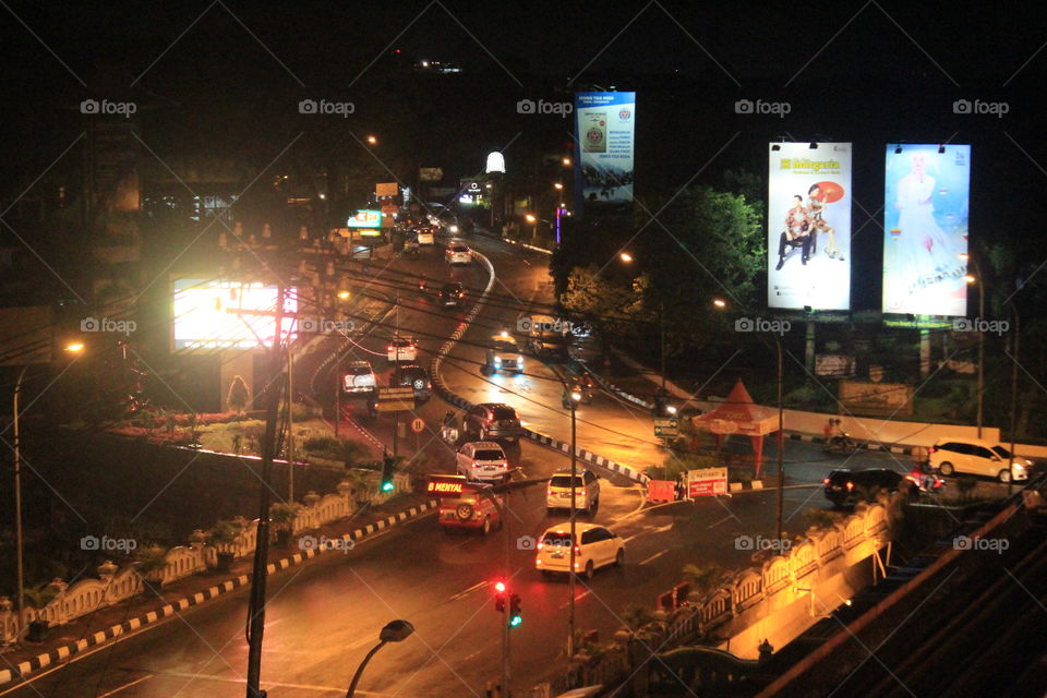 Beautiful curve of the road in the night.