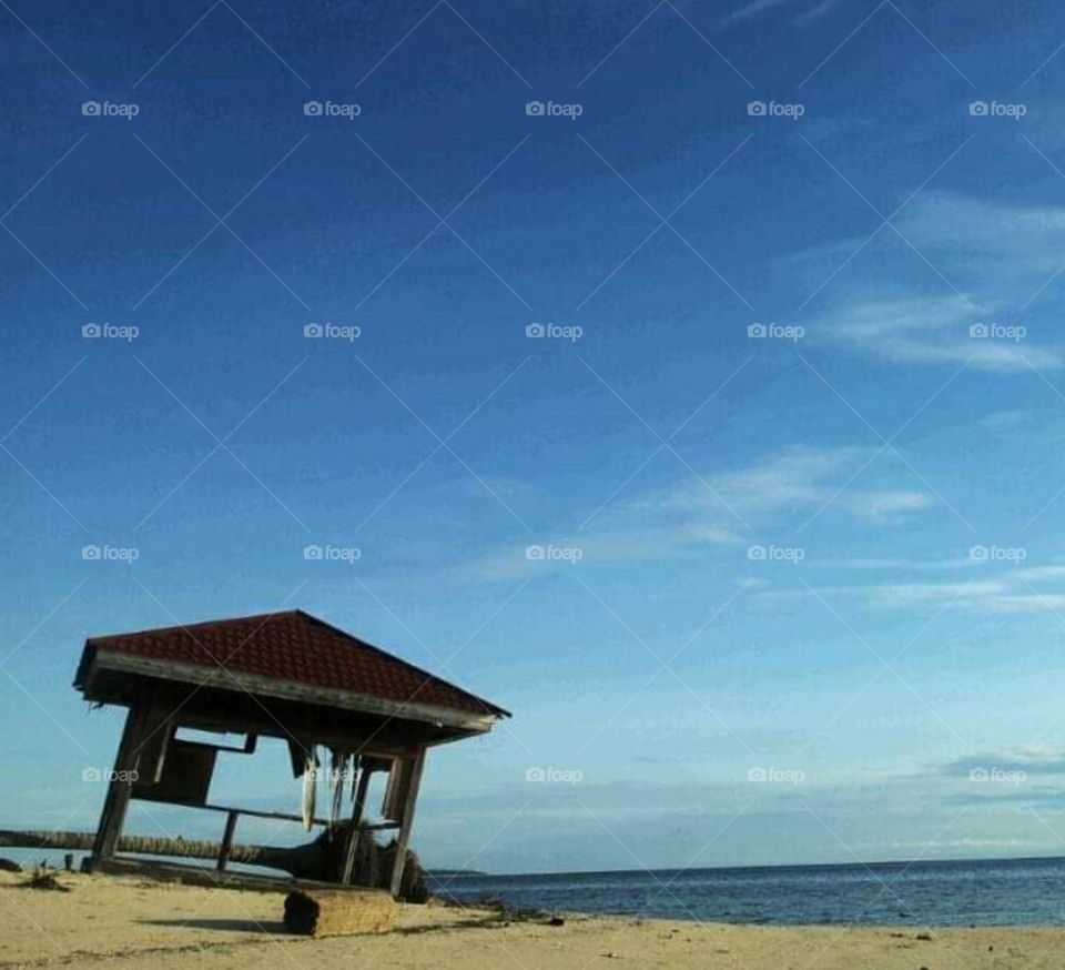 rickety hut on the beach