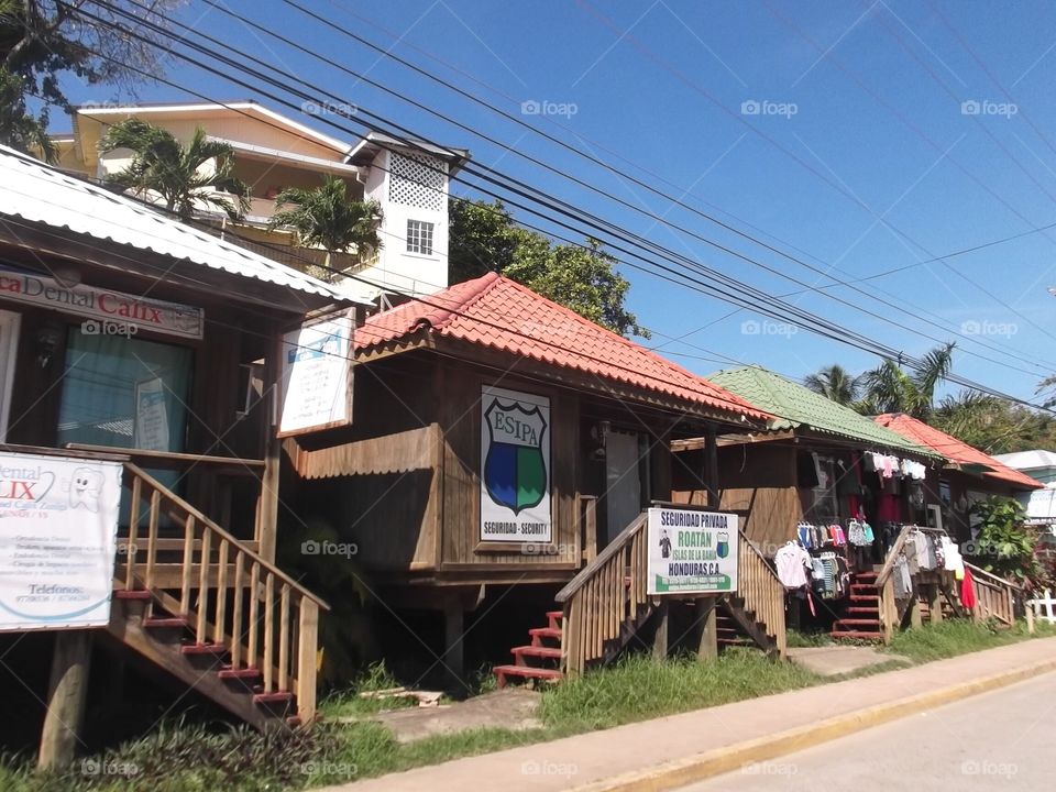 Photo from moving car traveling in Roatan, Honduras