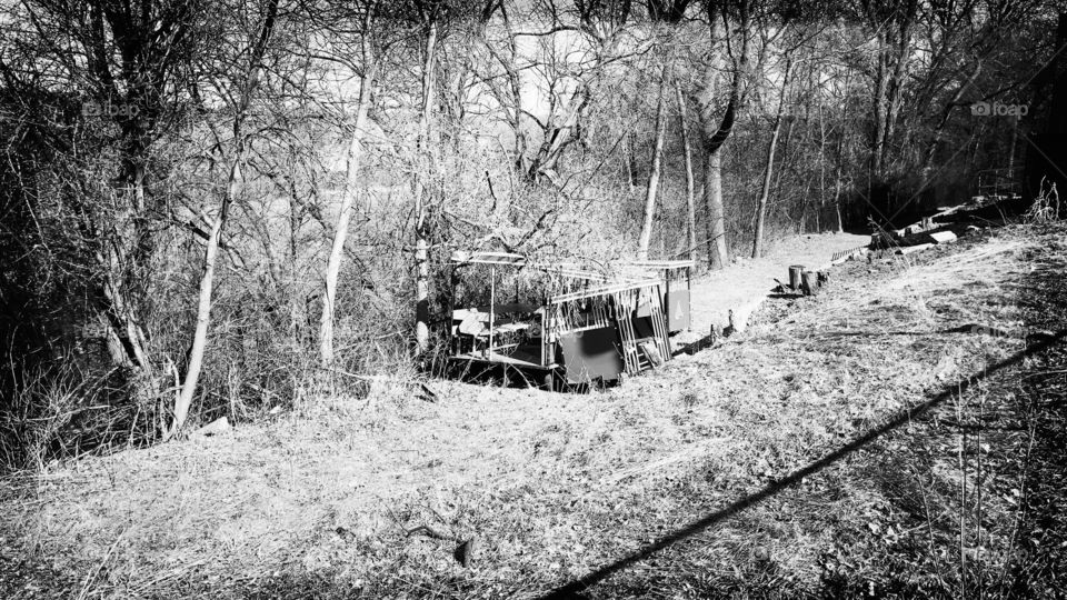 Cart remains in a ravine