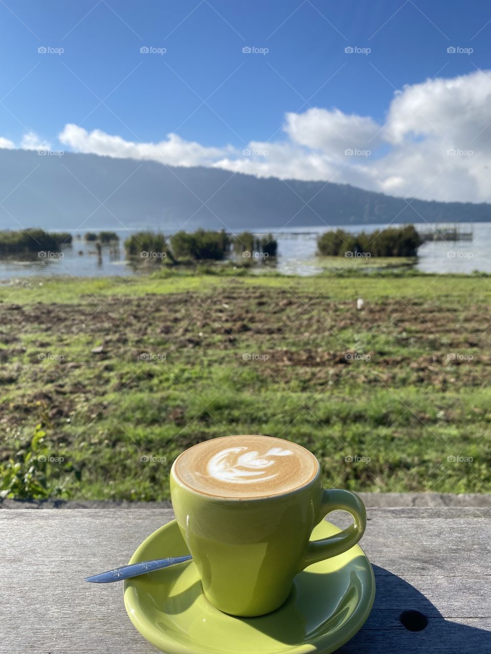 Coffee latte with view 