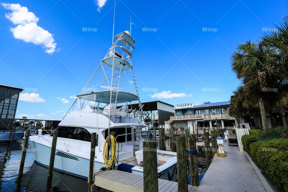 Yacht boat parking at the dock