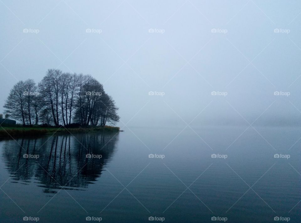 foggy reflection on the lake