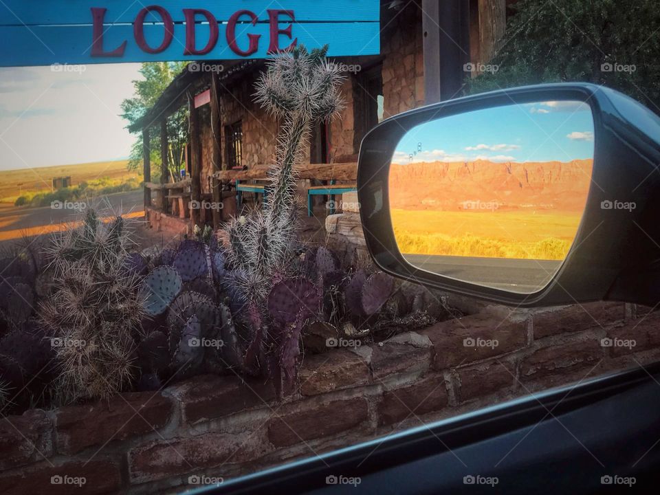 Car Side Mirror Reflection