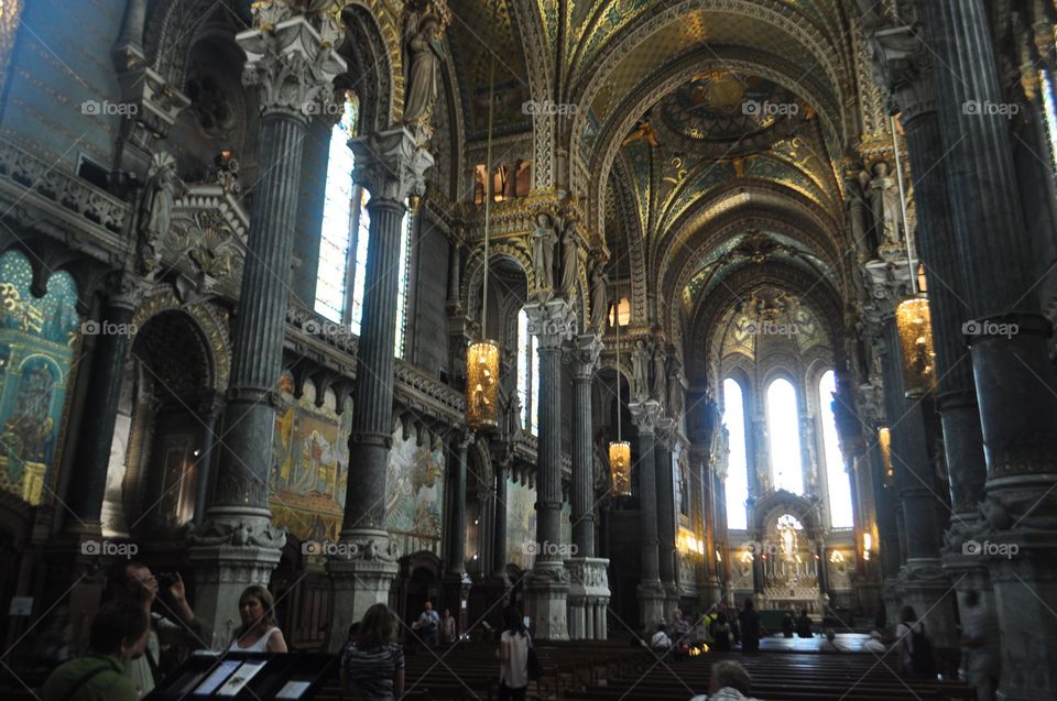 Inside the basilica of Notre-Dame de Fourvière