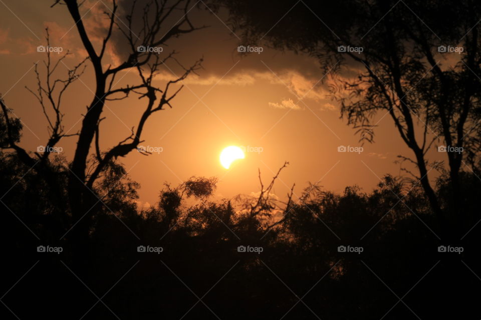 Solar power. Solar eclipse sunset