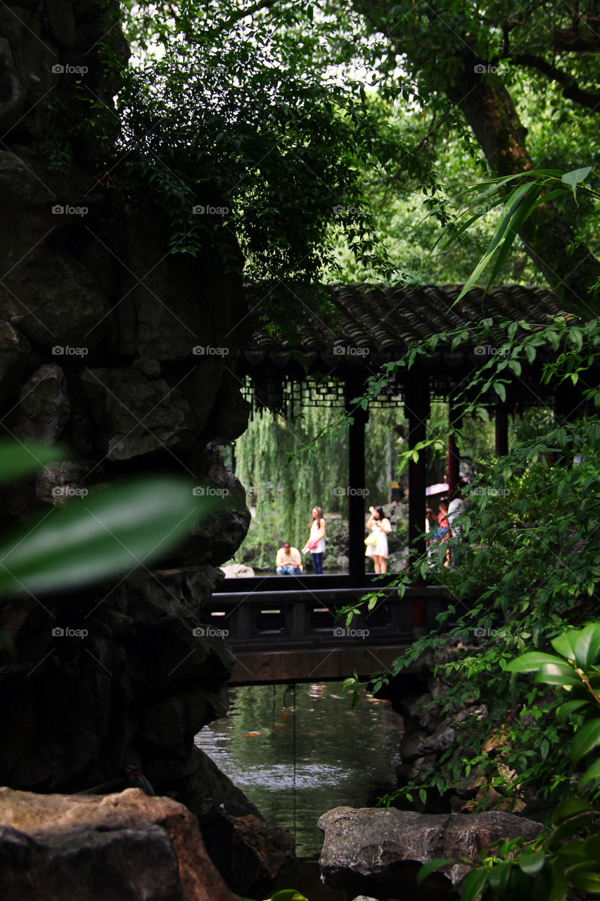 yuyuan garden bridge. A sneakpeak view on one of the bridges of yuyuan gatden in shanghai china.