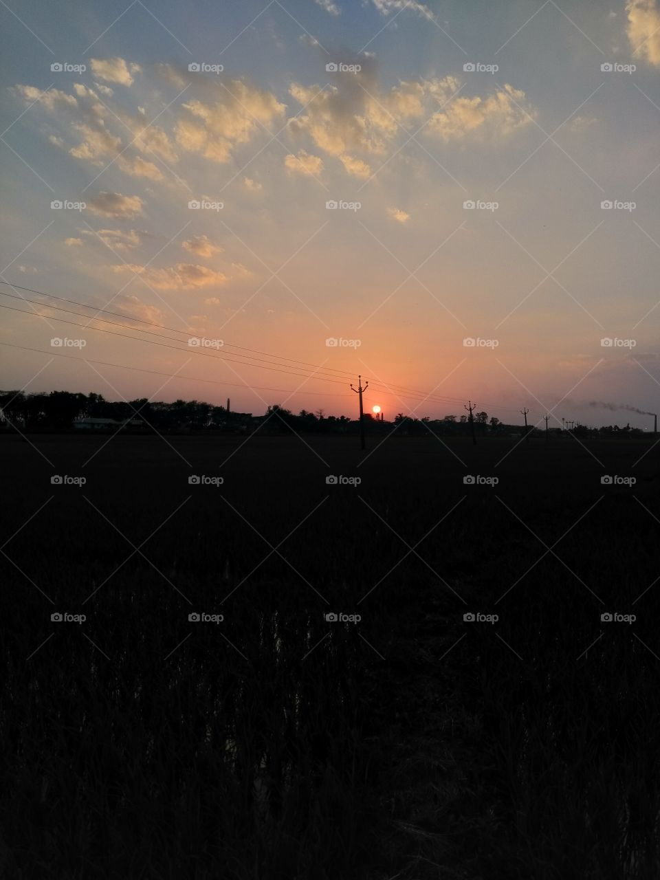 Sun setting evening time