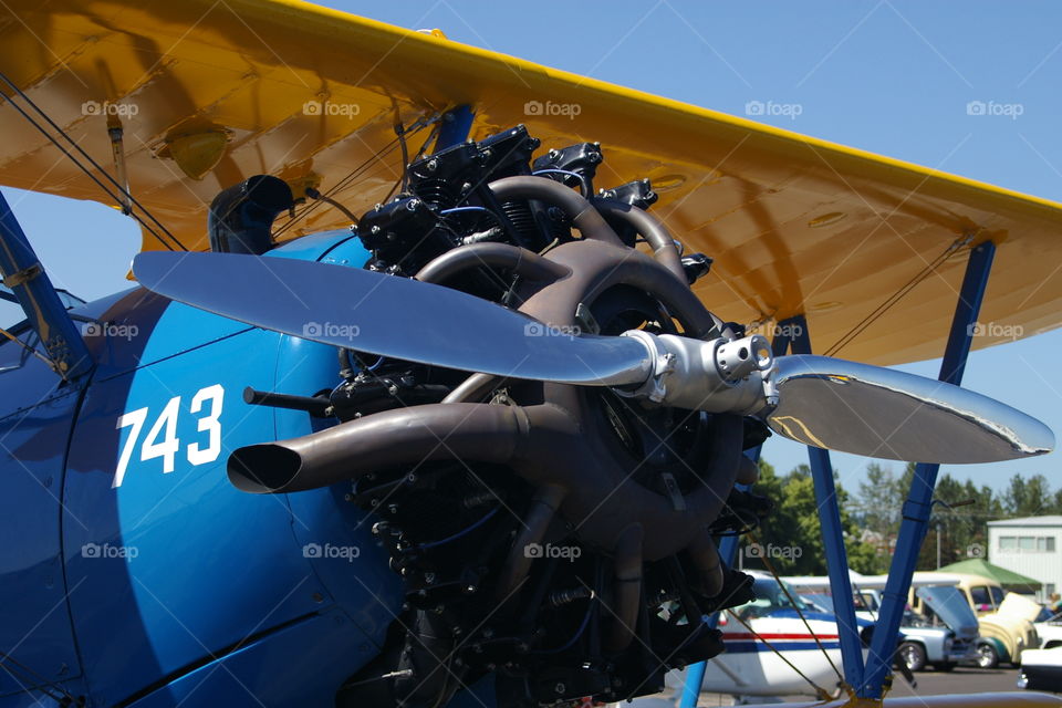 blue & yellow bi-plane