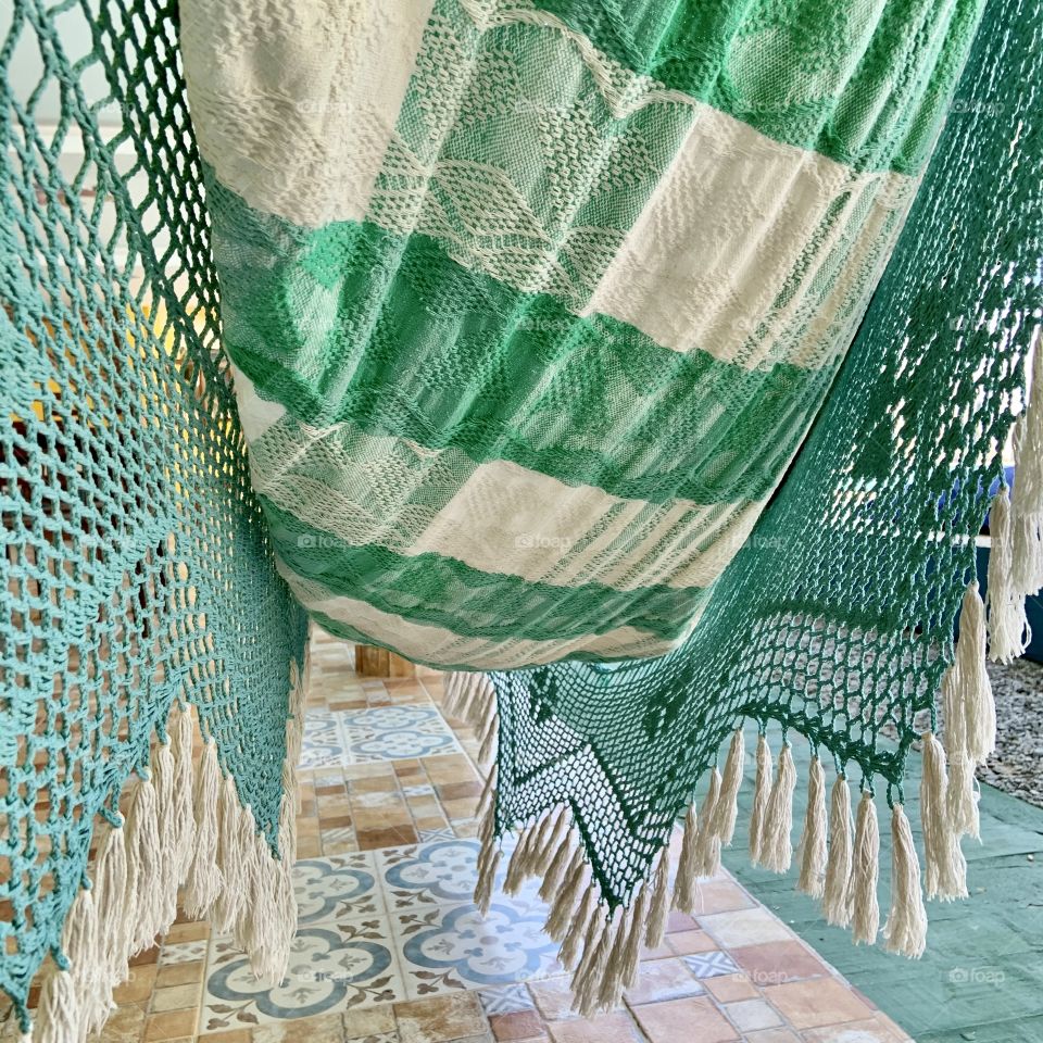 White and green hammock. 