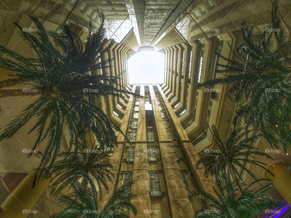 hotel lobby looking up