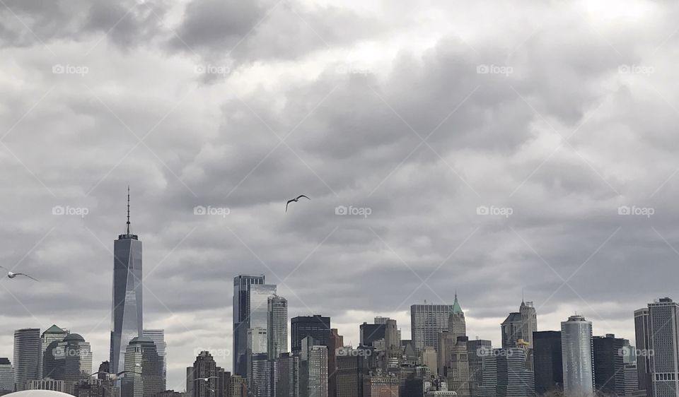 NYC SKYLINE WITH CLOUDS