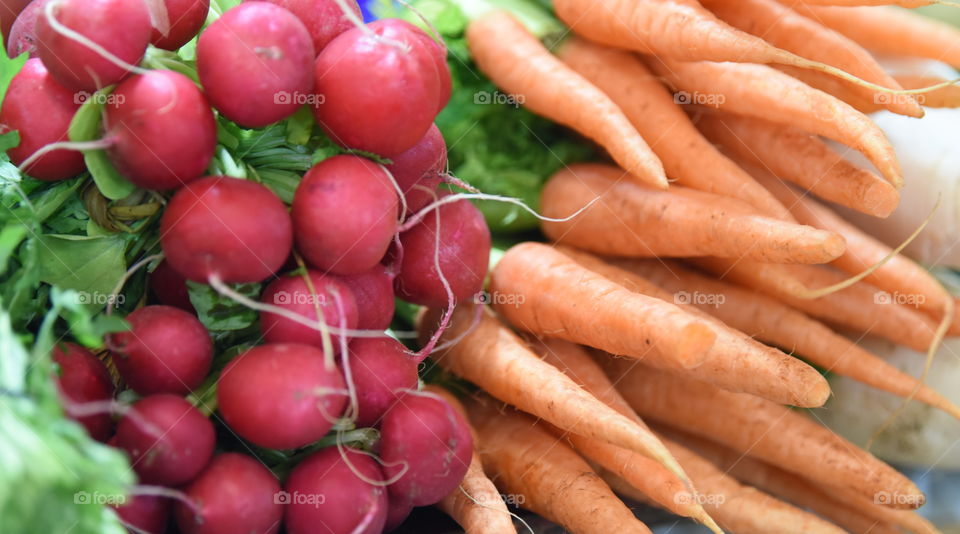 fresh vegetable, food, market, , radish and carrots