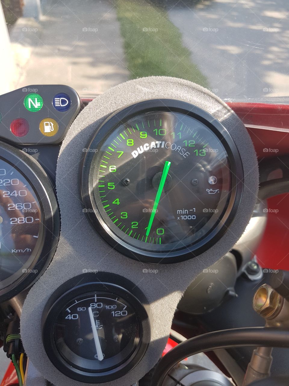 instrument gauge on sport ducati motorcycle