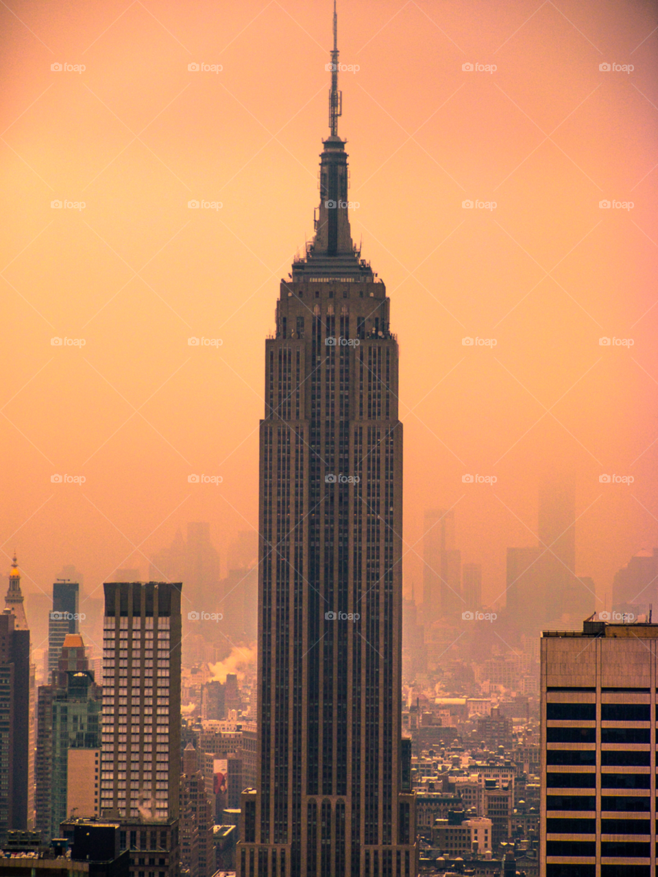 towers cloudy foggy state by delvec