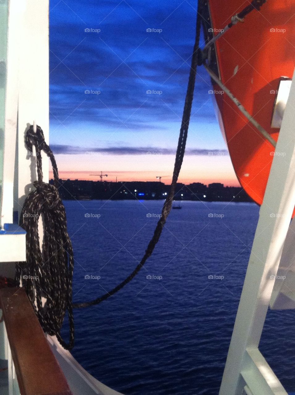 Sunset onboard near Lauttasaari, Helsinki Finland.