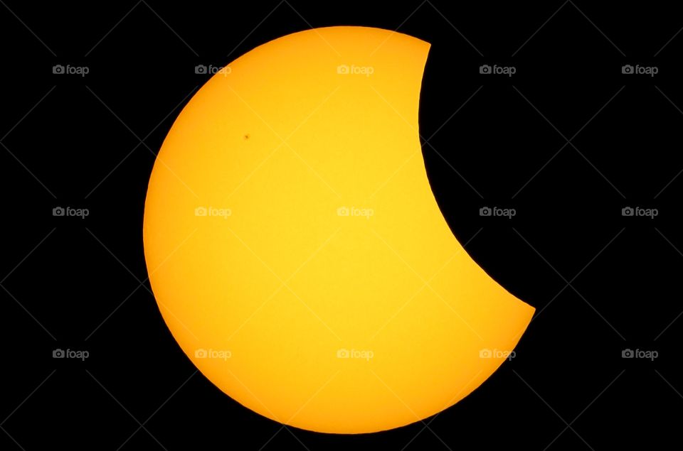 Current phase of a solar eclipse. Katowice, Poland.