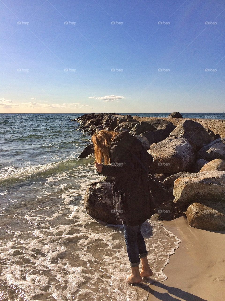 Girl in cold water