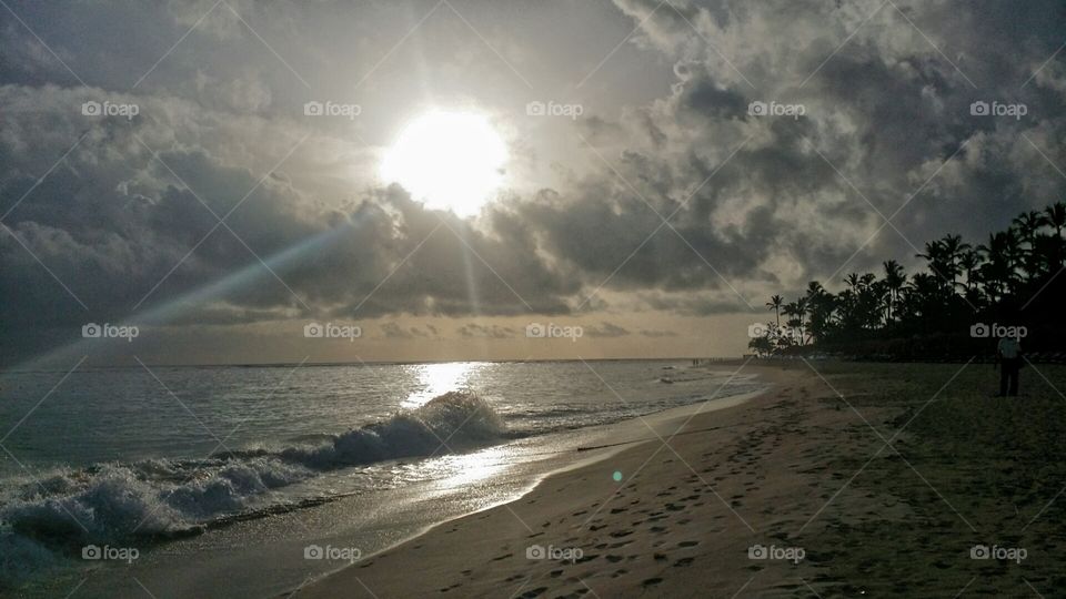 Bright Morning. Punta Cana, Dominican Republic 2014, sunrise.