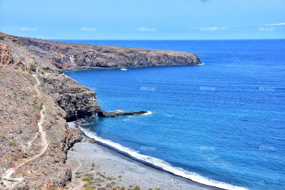 Santiago black sand beach on la gomera canary island in Spain