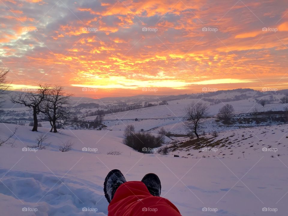 Sunset in winter