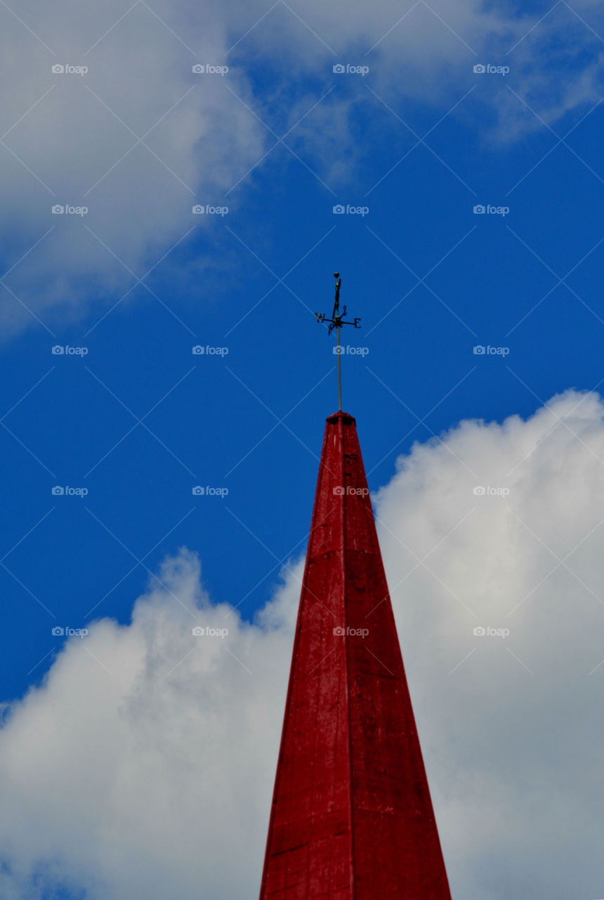 Red Church Steeple with weathervane! The Red Story! Red is color of passion. It's the color that is always seen on heart decorations on Valentine's Day! Red is astonishing, exhilarating, and fills your world through feelings and emotions!