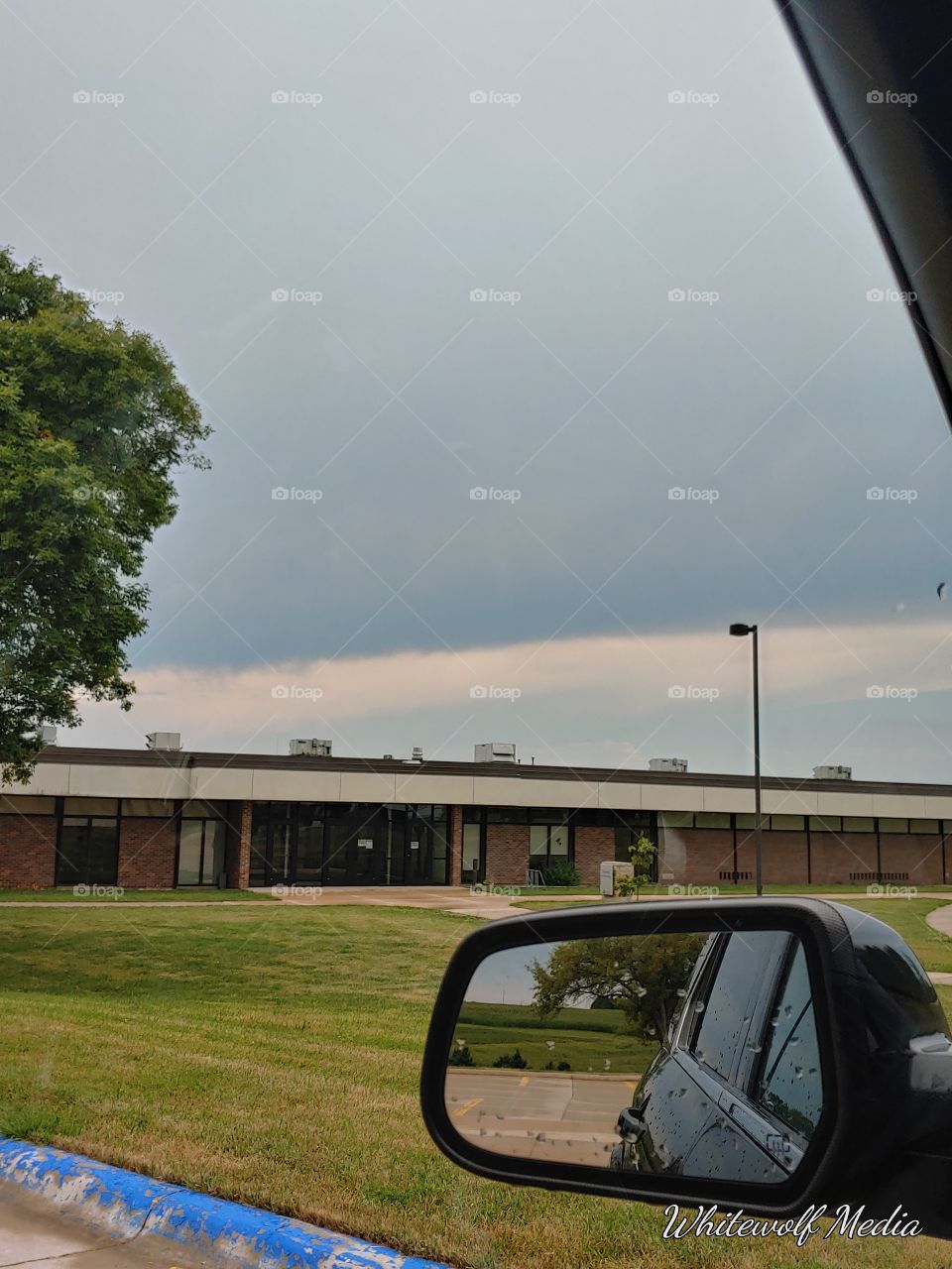 clouds,trees,mirror,trees,road